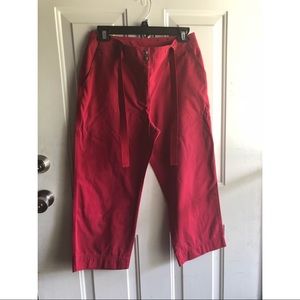 Red Cotton Capris